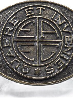 Seek & You Will Find Latin Brass Metal Belt Buckle Fairfield Industries 2.5"